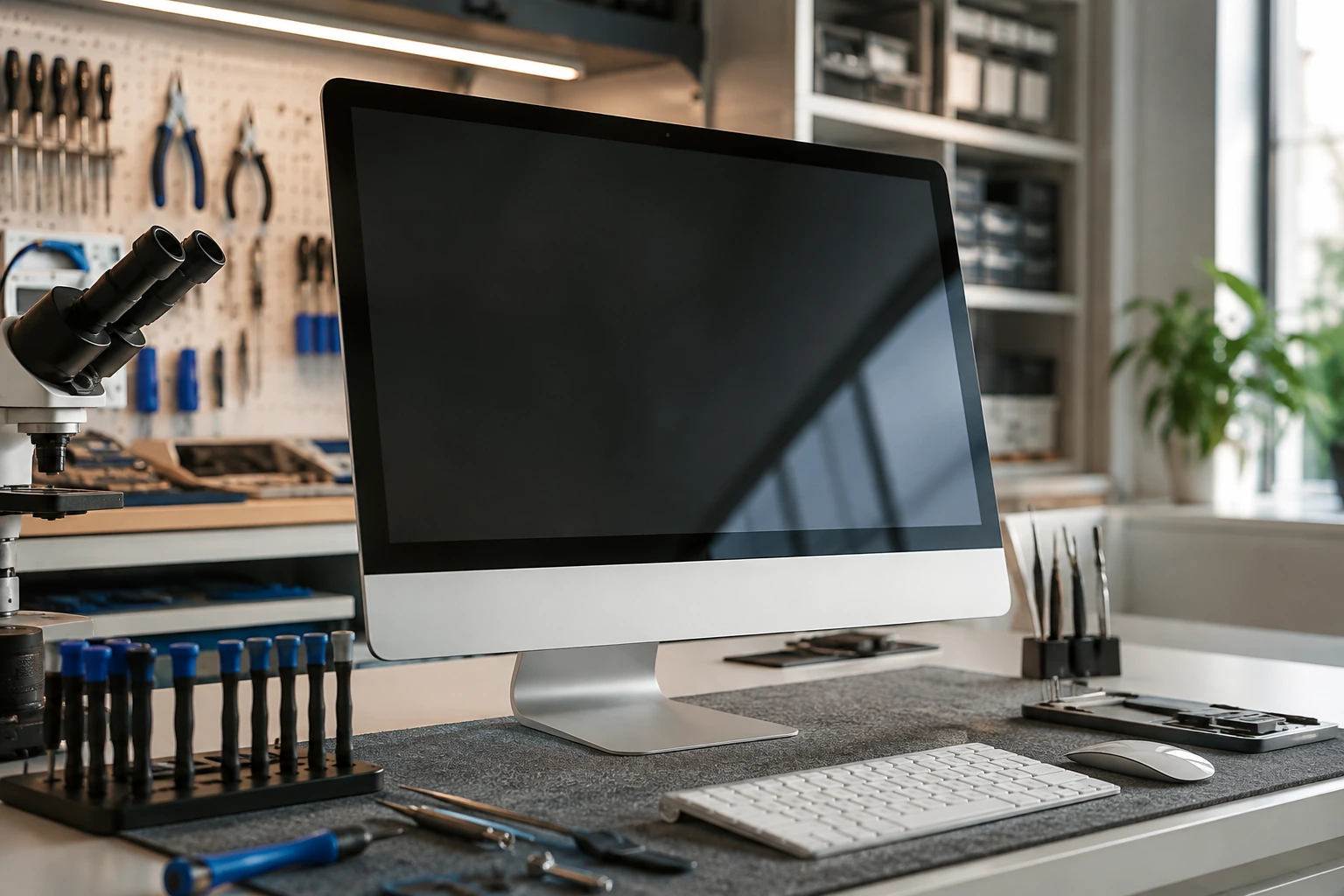 Иллюстрация ремонта iMac в мастерской